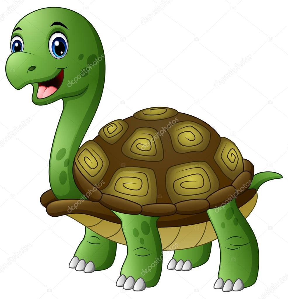 Vector illustration of Cute turtle cartoon isolated on white background