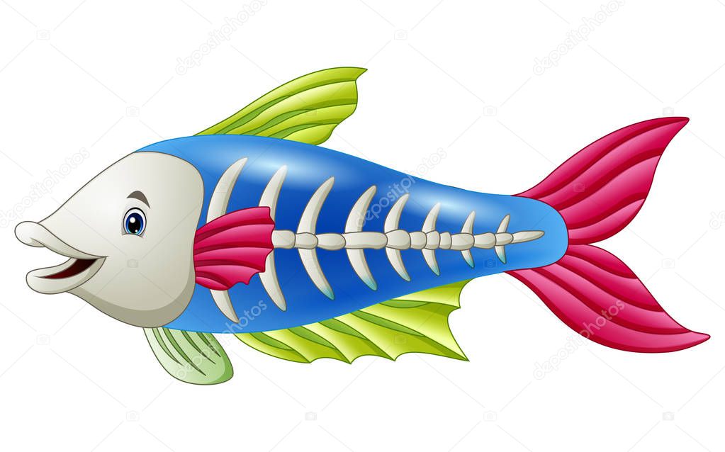 Vector illustration of Cute x-ray fish cartoon