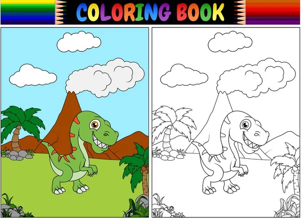 stock vector Vector illustration of Coloring book with tyrannosaurus cartoon