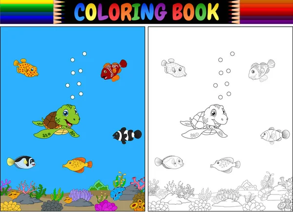 Εικονογράφηση Διάνυσμα Χρωματίζοντας Βιβλίο Ζώα Της Θάλασσας — Διανυσματικό Αρχείο