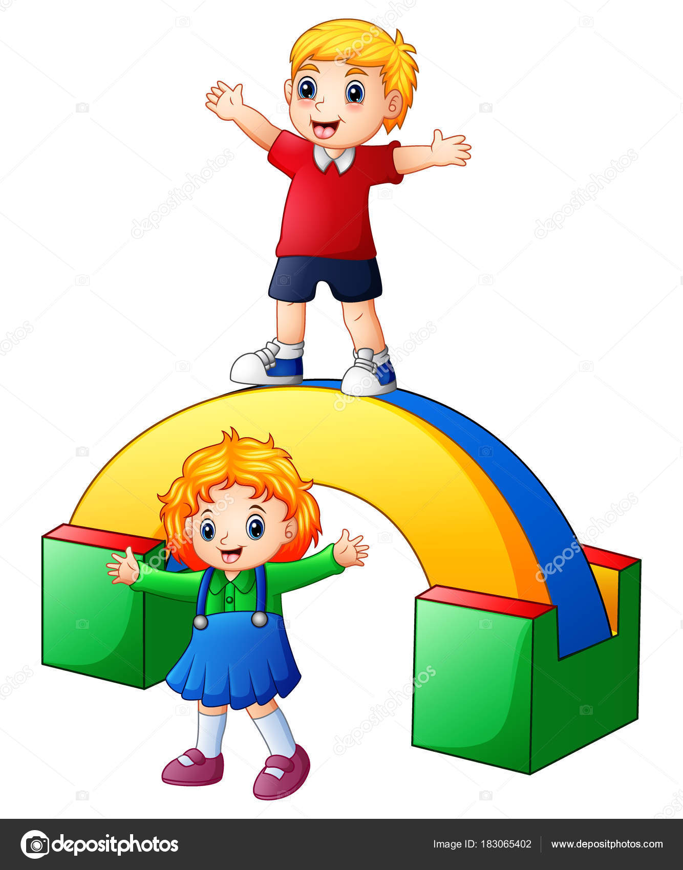 Vector Illustration Happy Kids Playing Playground Stock Vector Illustration Happy Kids Playing Playground Stock