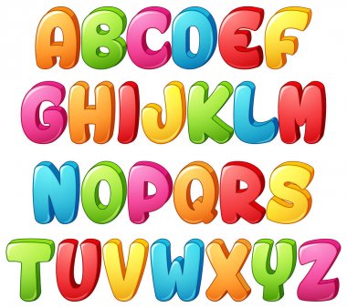 Vector illustration of Set of colorful alphabets letter on a white background clipart