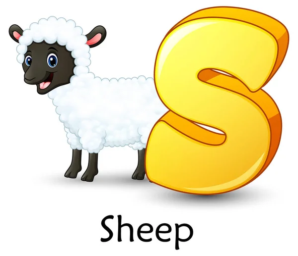 Векторна Ілюстрація Букви Анімаційного Алфавіту Вівці — стоковий вектор