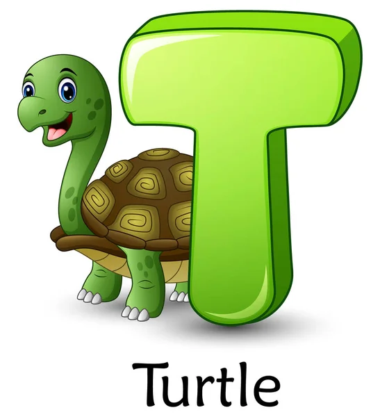 Vektorillustration Des Buchstabens Ist Für Schildkröten Cartoon Alphabet — Stockvektor