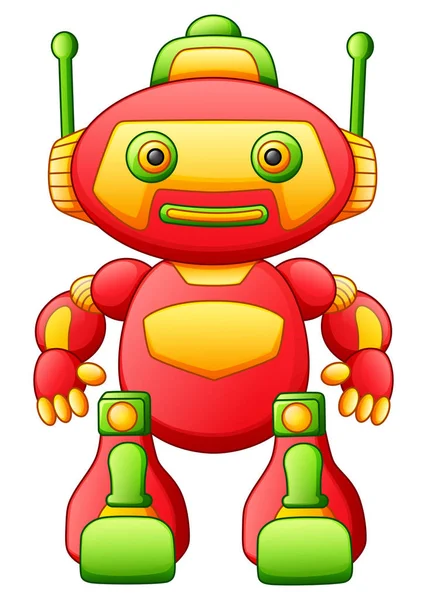 Ilustración Vectorial Juguete Colorido Robot Dibujos Animados Aislado Sobre Fondo — Vector de stock