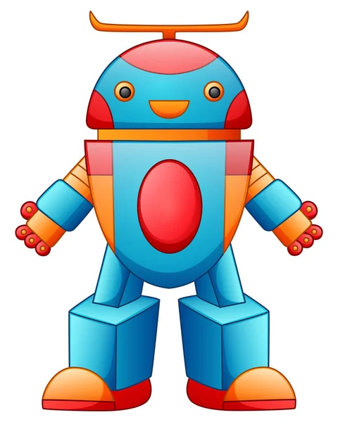 Ilustração Vetorial Desenhos Animados Robô Brinquedo Colorido Isolado Fundo Branco — Vetor de Stock