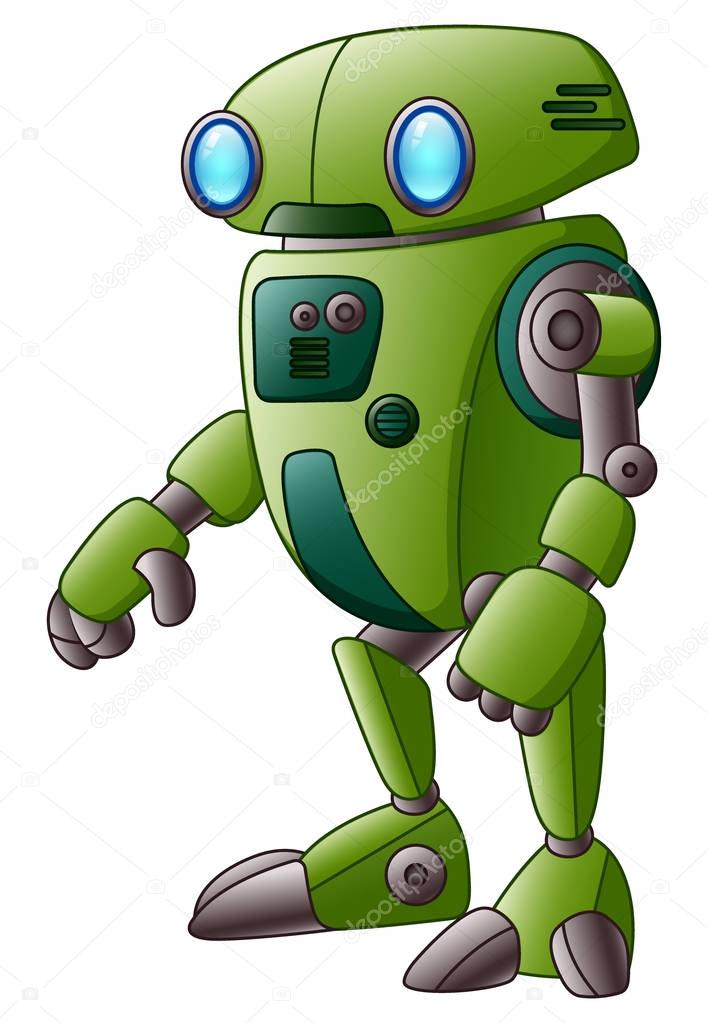 Vector illustration of Green robot cartoon character isolated on white background