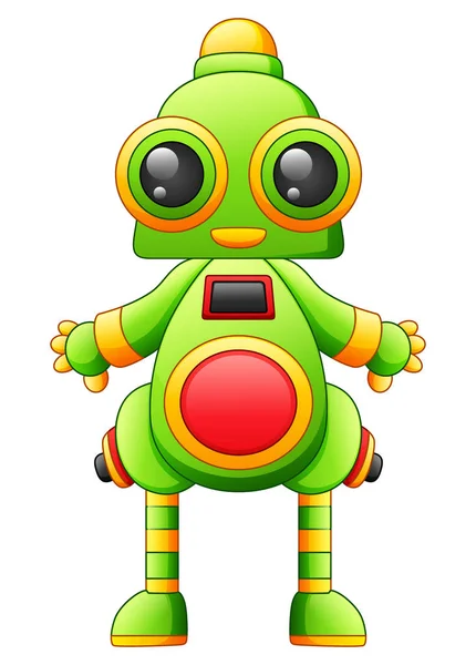 Ilustración Vectorial Del Personaje Divertido Robot Verde Dibujos Animados Aislado — Vector de stock