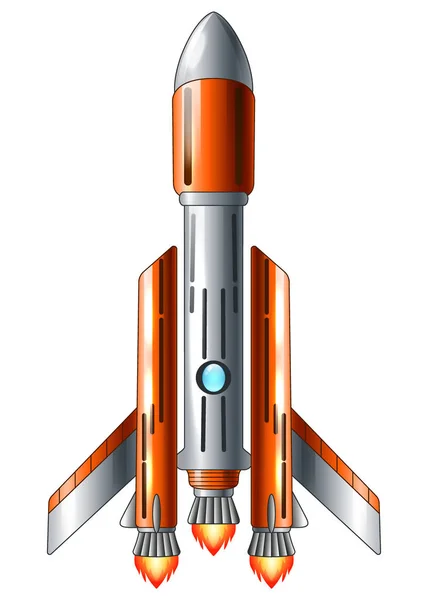 Vektorové Ilustrace Raketoplánu Spuštění Izolované Bílém Pozadí — Stockový vektor