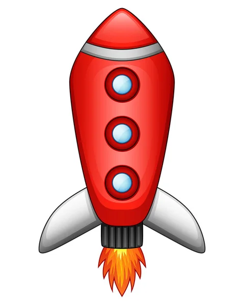 Vektorové Ilustrace Kreslené Raketové Kosmické Lodi Izolovaných Bílém Pozadí — Stockový vektor