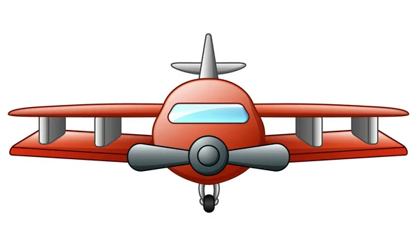 Vector Illustration Cartoon Biplane Flying Isolated White Background — Stock Vector