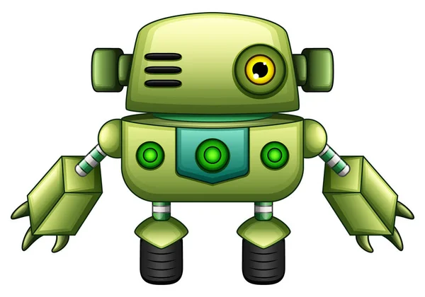 Vector Illustration Green Robot Cartoon Isolated White Background — Stock Vector