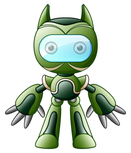 Vektor Illustration Von Niedlichen Cartoon Grünen Roboter Isoliert Auf Weißem — Stockvektor