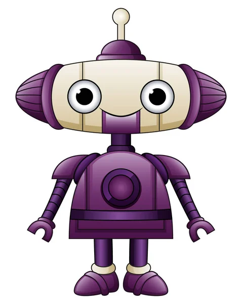 Ilustración Vectorial Lindo Robot Dibujos Animados Púrpura Con Antenas — Vector de stock