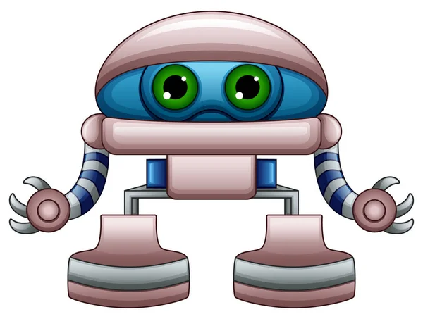 Ilustración Vectorial Dibujos Animados Robot Lindo Con Ojos Verdes Aislados — Archivo Imágenes Vectoriales