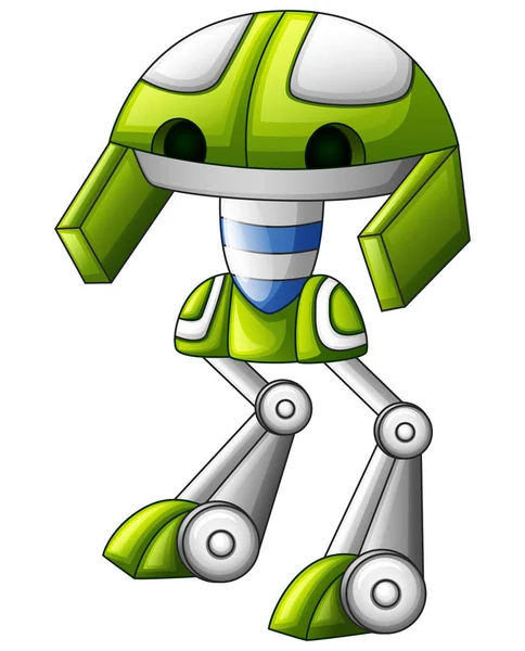 Ilustración Vectorial Caricatura Verde Lindo Robot Aislado Sobre Fondo Blanco — Vector de stock