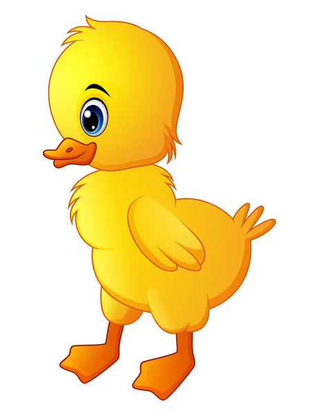 Vektorillustration Söt Liten Baby Duck Isolerad Vit Bakgrund — Stock vektor