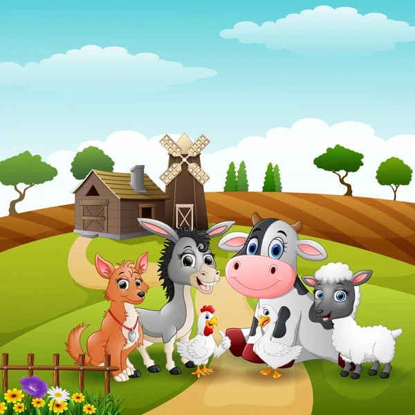 Vektorillustration Von Kleintieren Auf Dem Bauernhof — Stockvektor