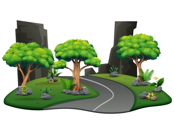 Eine Natürliche Straße Zur Illustration Des Waldes — Stockvektor