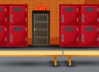 Locker room of gym or school sport changing room vector Locker room of gym or school sport changing room vector
