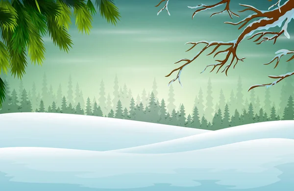 Fondo Invierno Con Rama Árbol Navidad — Vector de stock