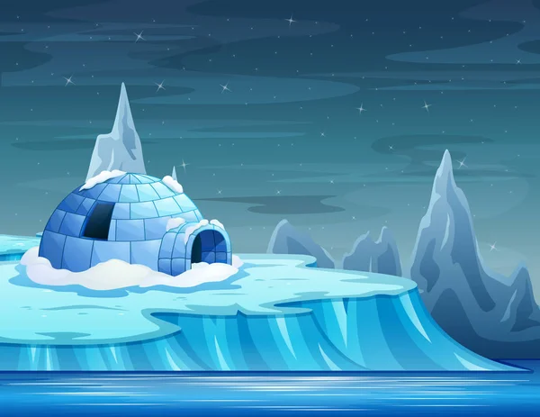 Desenhos Animados Iceberg Com Iglu — Vetor de Stock