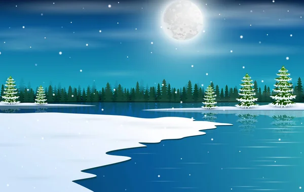 Winterwunderland Hintergrund Mit Sternenhimmel — Stockvektor