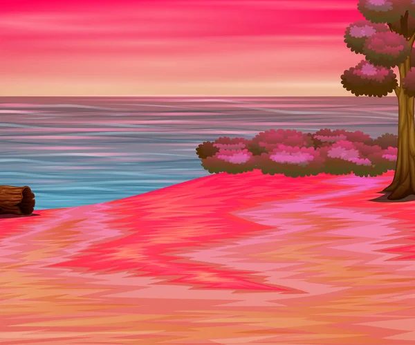 Fundo Mar Com Belo Céu Rosa — Vetor de Stock