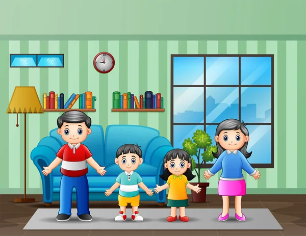 Illustration Einer Familie Wohnzimmer — Stockvektor
