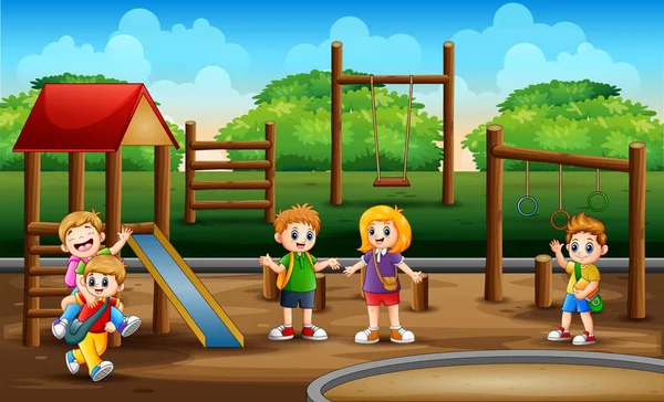 Schulkinder Der Spielplatzszene — Stockvektor