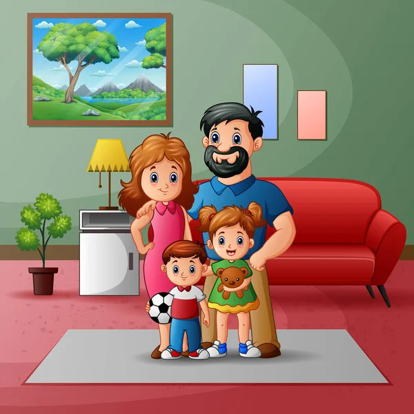 Ilustración Una Familia Dentro Casa — Vector de stock