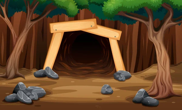 Důl Jeskyně Vně Zobrazení Obrázku — Stockový vektor