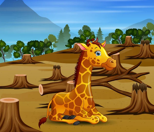 Pollution Control Scene Giraffe Drought — 스톡 벡터