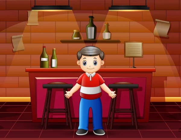 Homme Debout Près Comptoir Bar — Image vectorielle