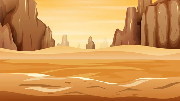 Западный Пустынный Пейзаж Скальной Скалой — стоковый вектор