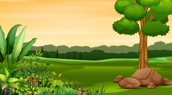 Ilustración Fondo Verde Paisaje Natural — Vector de stock