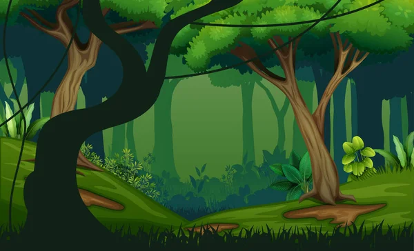 深いジャングルの風景のイラスト — ストックベクタ