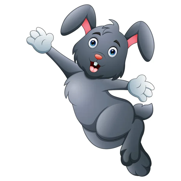 Happy Rabbit Cartoon Waving Dancing — Stock Vector