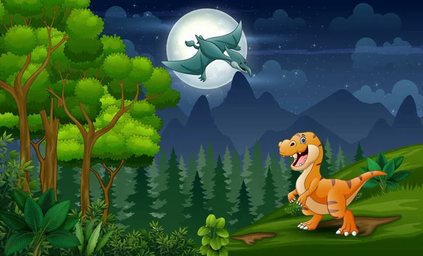 T-rex Bonito Dos Desenhos Animados Ilustração do Vetor - Ilustração de  alegria, verde: 78280380