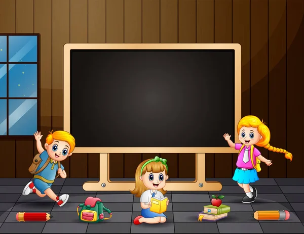 Cartoon Kinder Lernen Zimmer — Stockvektor