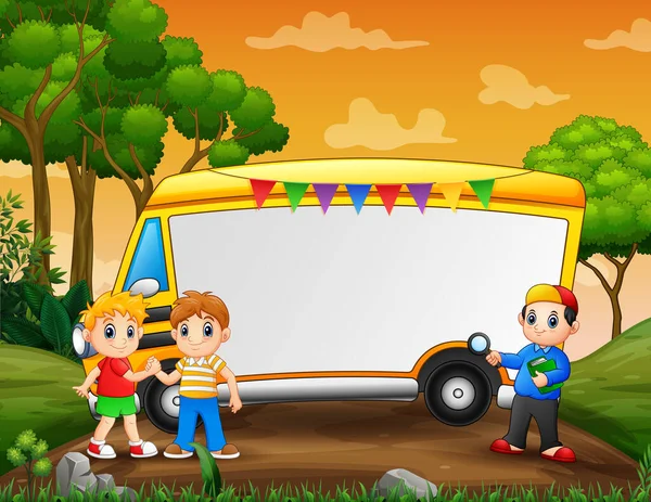 Plantilla Marco Con Niños Jugando Parque — Vector de stock