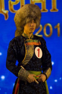 Ulan Ude, Rusya-27 Şubat 2015: Üyeler Buryat ulusal yarışması güzellik ve yetenek 