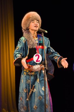 Ulan Ude, Rusya-27 Şubat 2015: Üyeler Buryat ulusal yarışması güzellik ve yetenek 