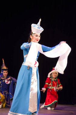 Ulan Ude, Rusya-27 Şubat 2015: Üyeler Buryat ulusal yarışması güzellik ve yetenek 