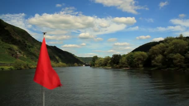 Ταξίδι Πλοίο Στον Ποταμό Στον Μοζέλα — Αρχείο Βίντεο