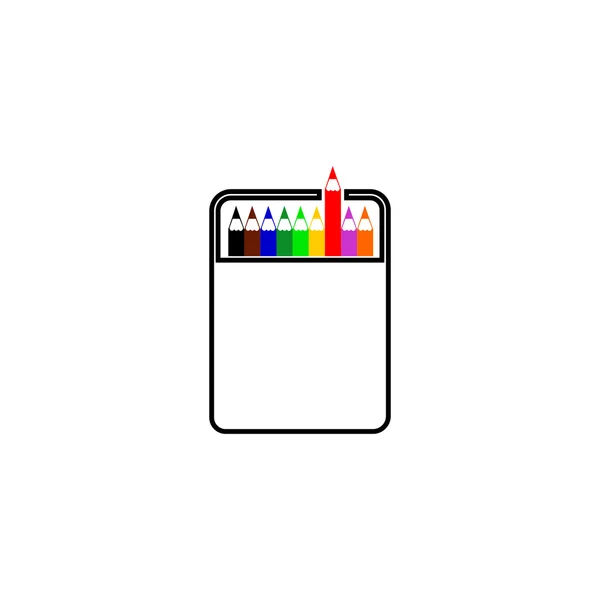 Caja de lápices de colores icono vectorial aislado sobre fondo blanco . — Vector de stock