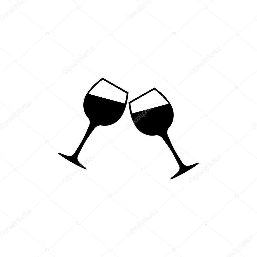 Wineglasses vector icon isolated on white background.