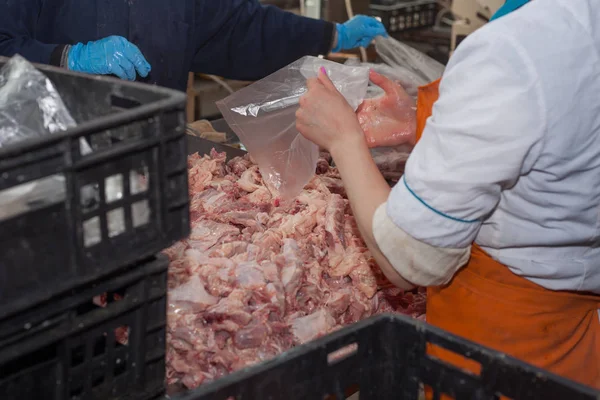 Lavorazione del pollame nell'industria alimentare. produzione di carne . — Foto Stock