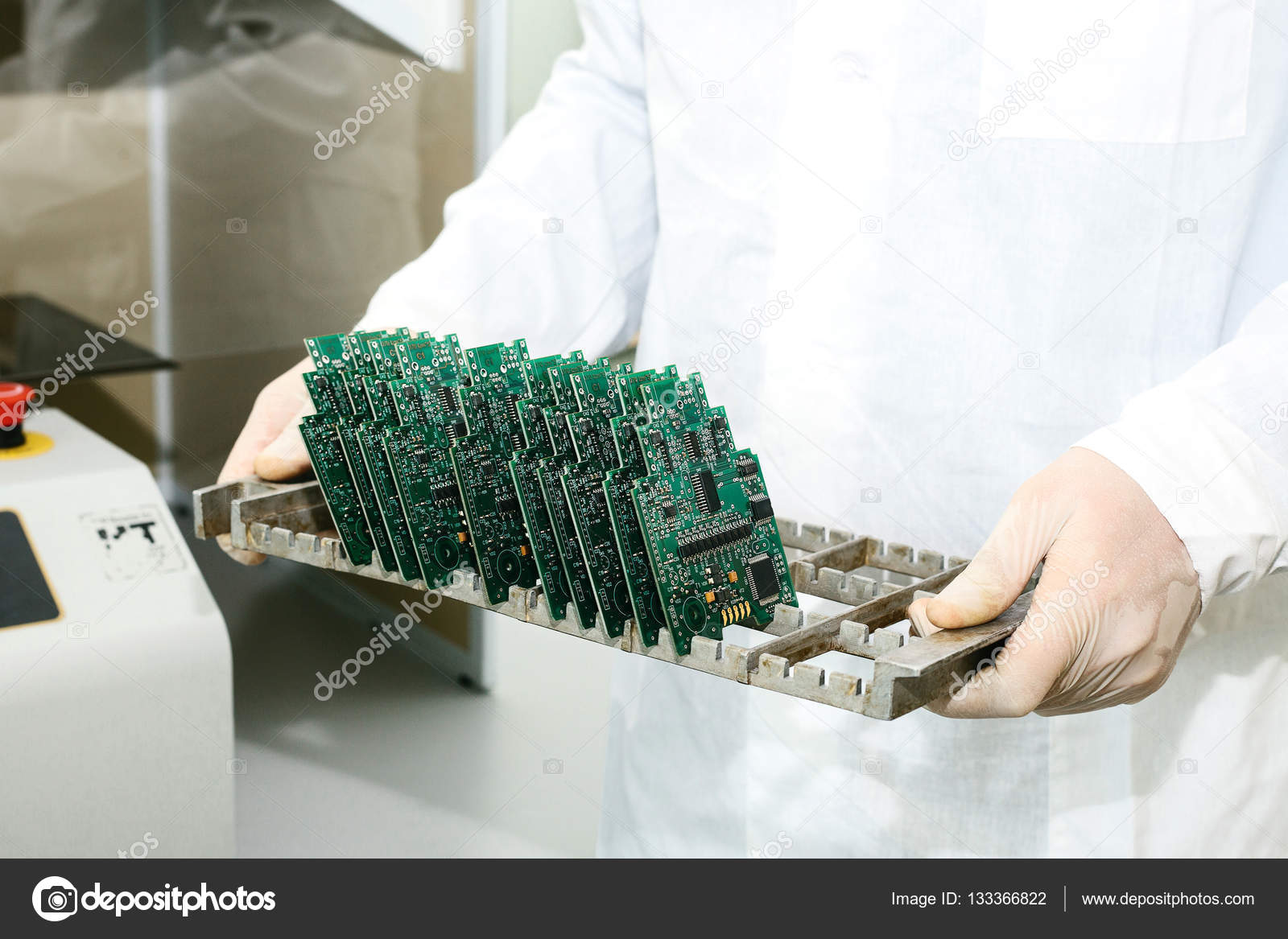 Microchip production factory. Technological process. Assembling the