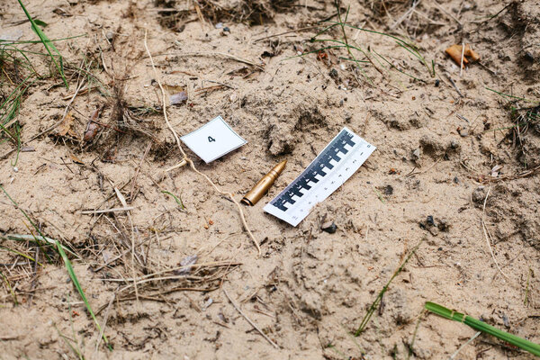 Crime investigation. Evidence at the crime scene.